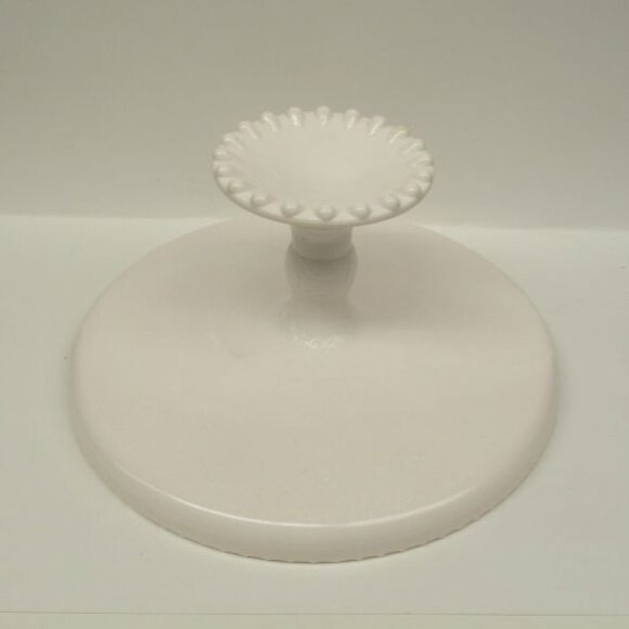 Jeannette Glass Vintage SHELL PINK HARP 10 In Footed Cake Stand Cake Plate - HTF - Picture 5 of 6